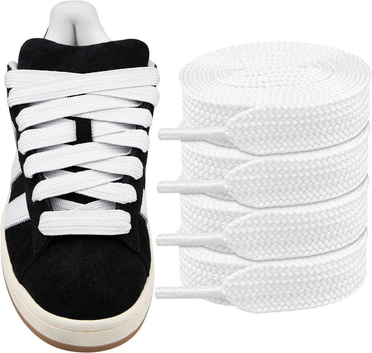 2 Paar Veters voor Adidas Campus 00s Sneakers, 16MM Breedte Platte Brede Vervangende Schoenveters Shoelaces Laces