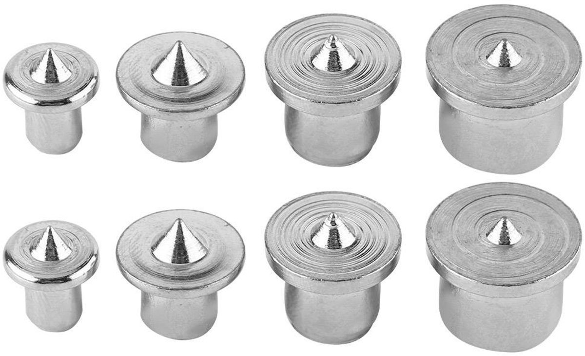 Centreerstiften Hout - Boorpunt Marker - Precisie Uitlijning - Externe Markeringspunten - 6 8 10 13 mm - Zilver