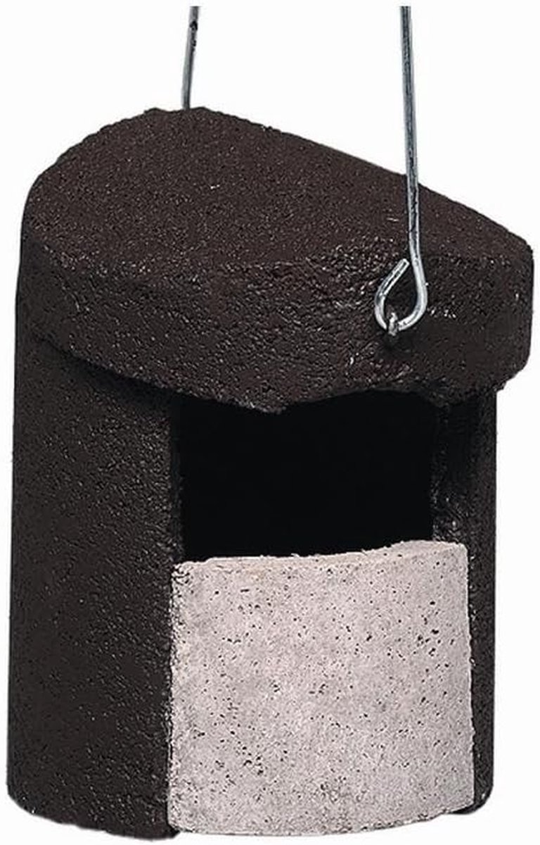 Vogelhuisje Semi-hol - Nestkastje Ophangen - Vogels Huisvesten - Robuuste Betonmix - 16 x 18 x 19 cm - Grijs