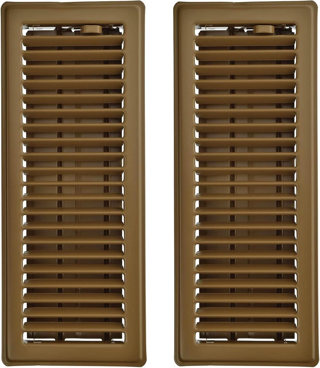 Vloerrooster - Ventilatierooster Vloer - Luchtstroom Regelen - Volledig Stalen Constructie - 34 x 14 cm - Bruin