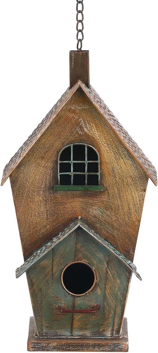Metalen Vogelhuisje - Vogelhuis Buiten - Tuindecoratie Ophangen - Country Cottage Stijl - 368 cm Hoog - Meerkleurig
