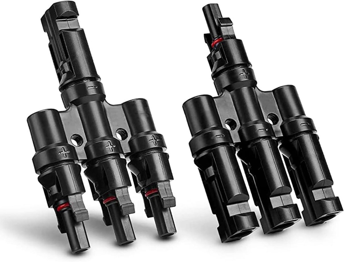 Zonne Paneel Connectoren - Y-connector Paar - Zonnepanelen Koppelen - IP67 Waterdicht - 10-14AWG - Zwart