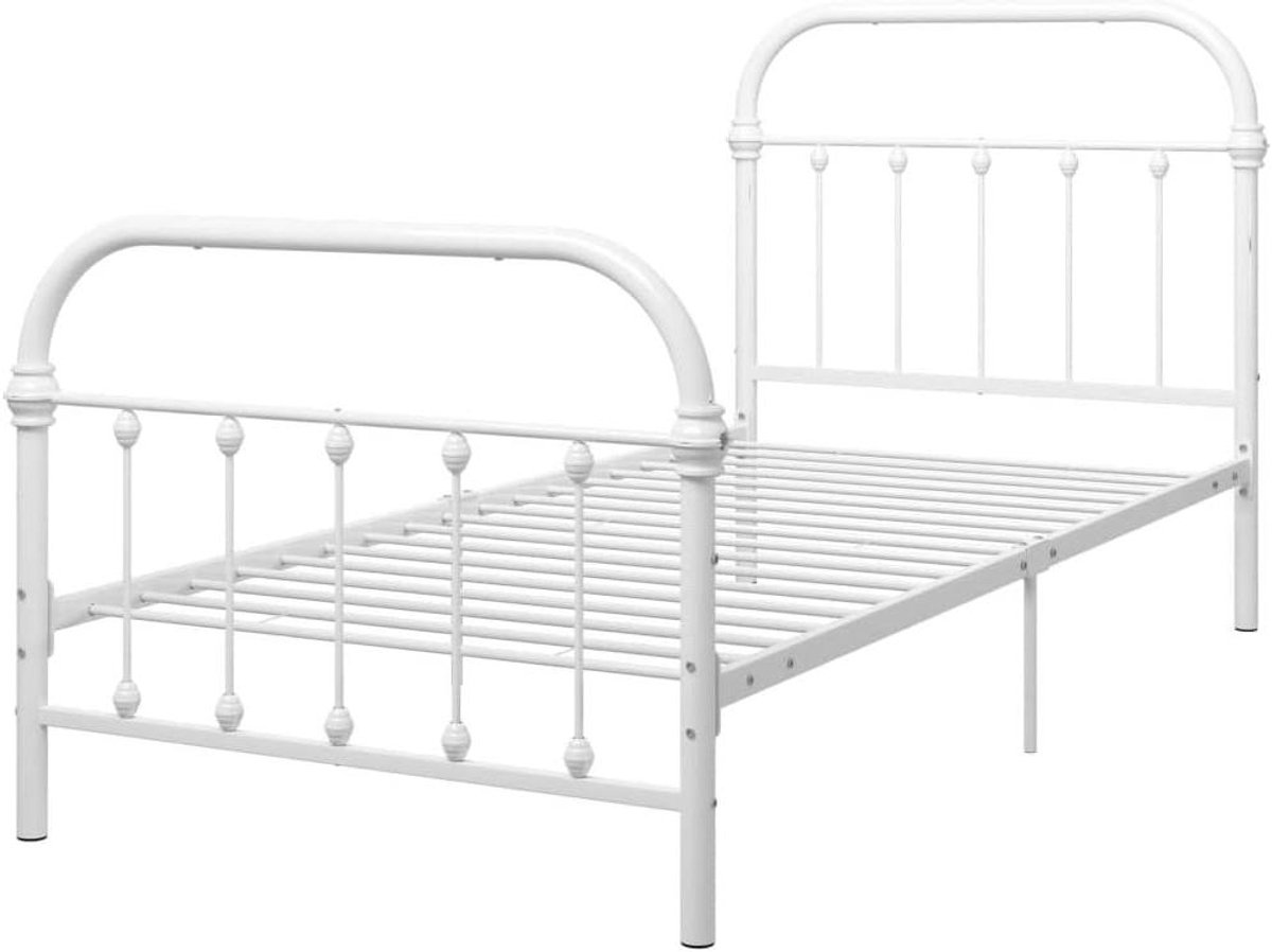 Metalen Bedframe - Bedonderstel Metaal - Goede Nachtrust - Massieve Constructie - 100x200 cm - Wit