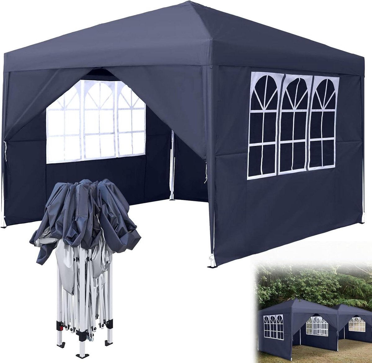 Pop-up Vouwpaviljoen - Partytent Tuintent - Feestjes en Buitenactiviteiten - Waterdicht UV-bescherming 50+ - 3 x 3 m - Antraciet