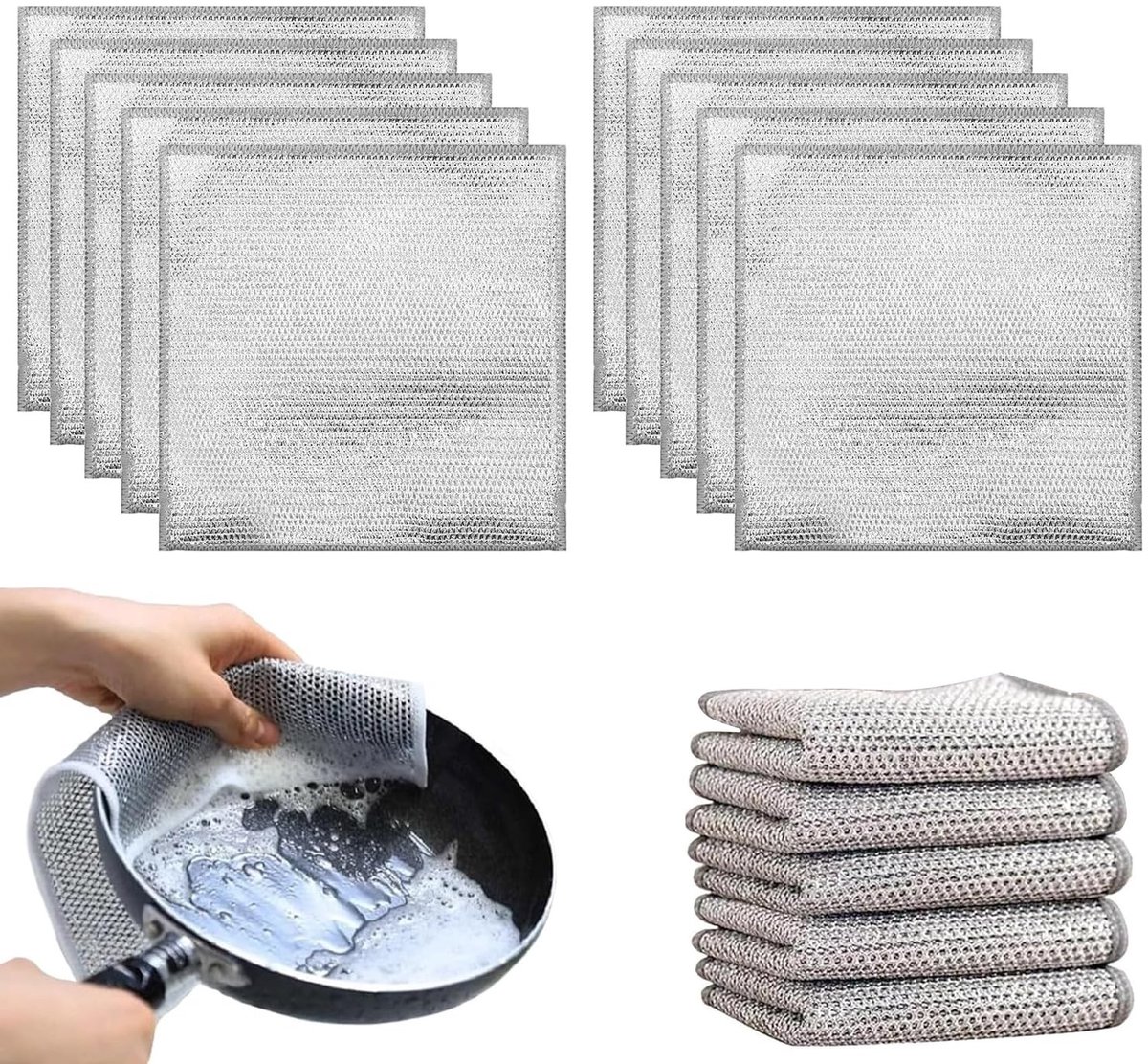 Dailygoods- Reinigingsdoeken - Multifunctioneel - Poetsdoeken - Draadvaatdoeken - Afwasdoeken - Sterke reinigingskracht - Voor nat en droog