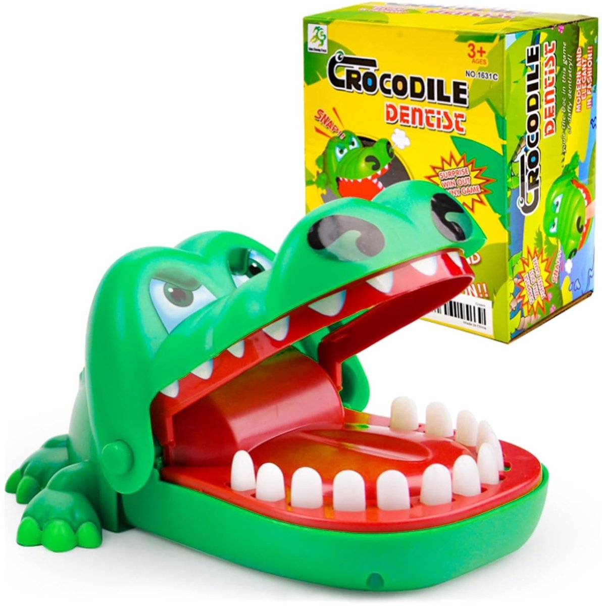 Dailygoods- Krokodillenspel - Grappig interactief speelgoed - Beheersingsspel - Voor 3 personen - Hoogwaardig kunststof - Afmetingen 15,5 x 13 cm - Tandenspel