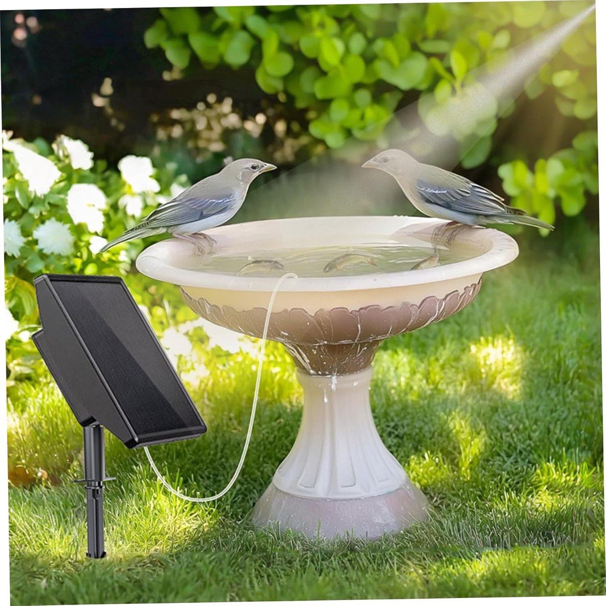 VHV - Zuurstofpomp vijver - Vijverbeluchter zonne energie - Luchtpomp vijver - Solar - Stil ontwerp - Dubbele uitlaat - Voor buiten, aquarium en tuinvijver - 14*13*20cm - Zwart — cadeau in Cadeau-ideeën - foto 4