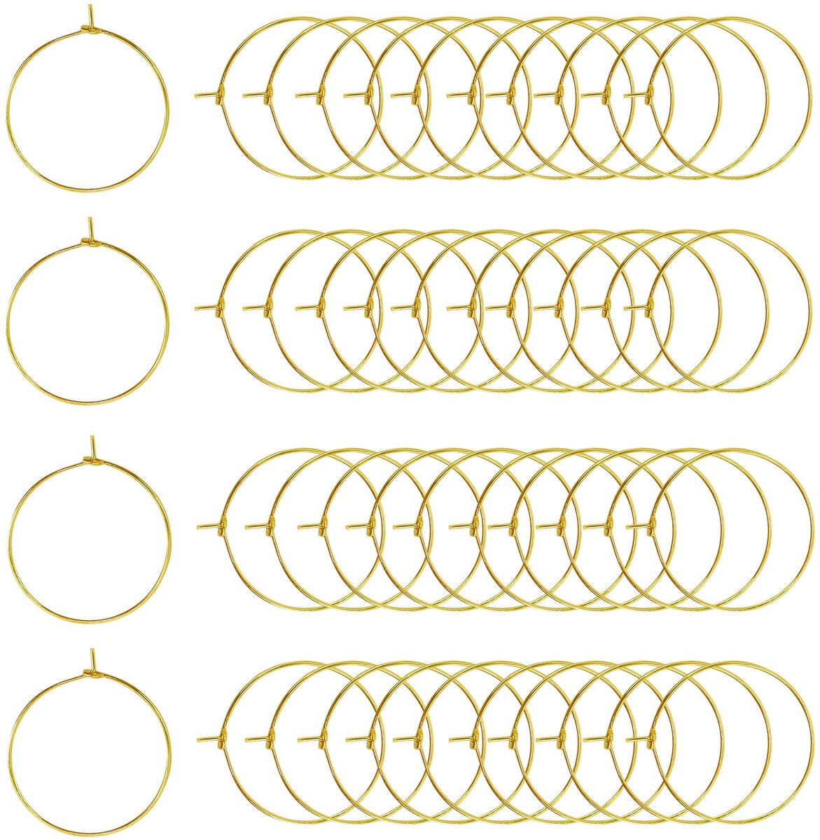 Dailygoods- Wijnglazen 100 Stuks - Wijnglazenhouder - Oorbellen Hangers - Goudkleurig - Legering - 25 mm - Oorbelhangers