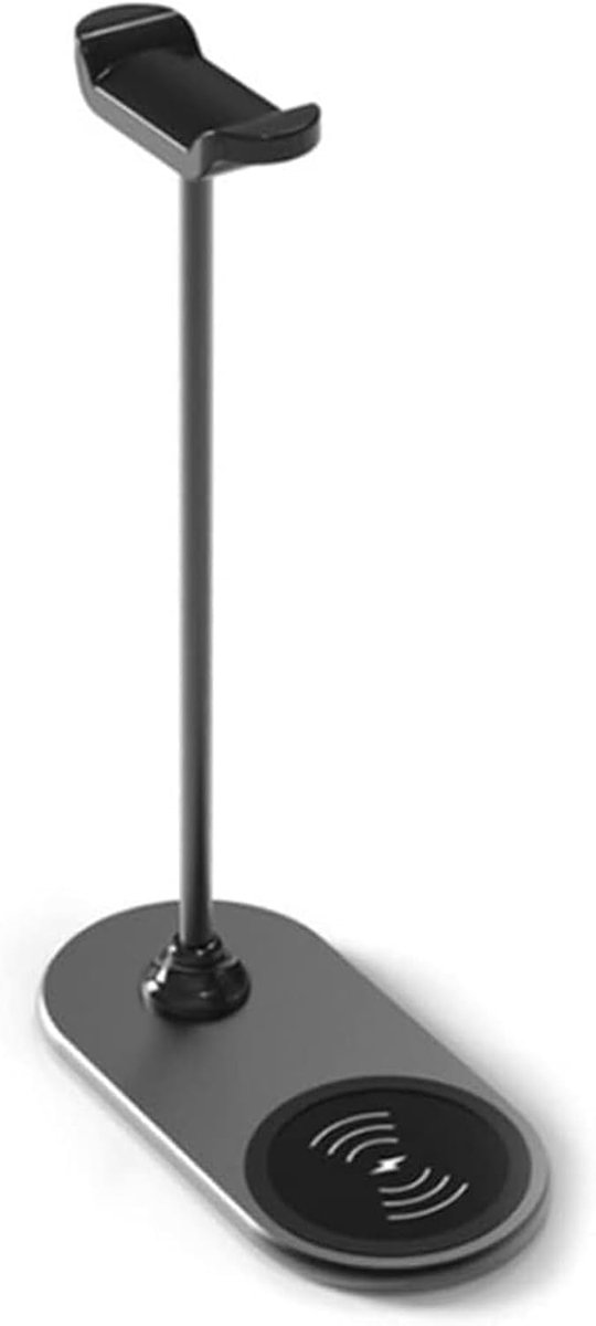 Hoofdtelefoonstandaard - Koptelefoonhanger - Bureau Organisatie - Met Snellader - Tot 26cm Hoog - Grijs