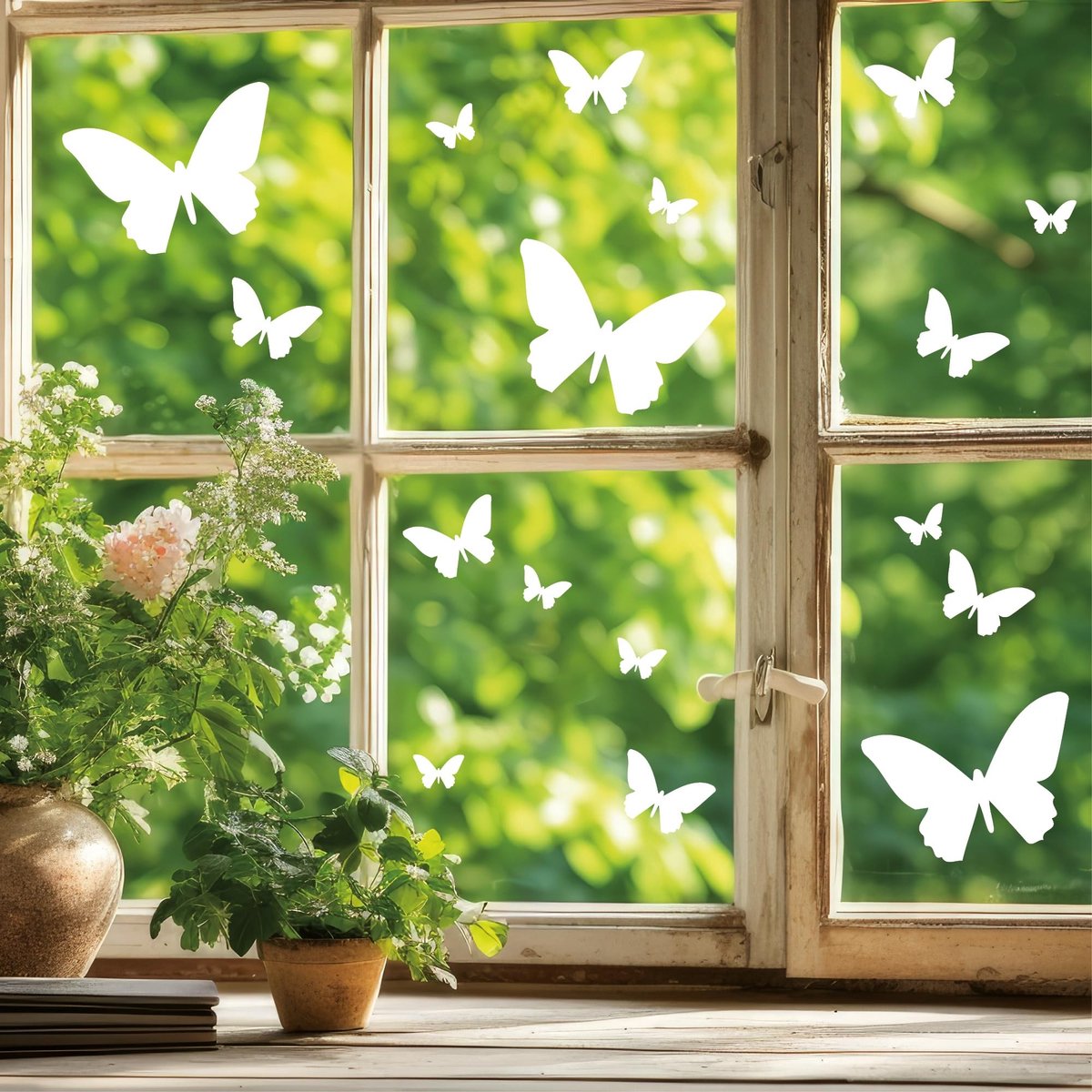 Dailygoods- Raamstickers Herbruikbaar - Lente/Vlinders - Set van 20 - Raamdecoratie - Raamstickers Pasen - Raamdecoratie Zonder Boren