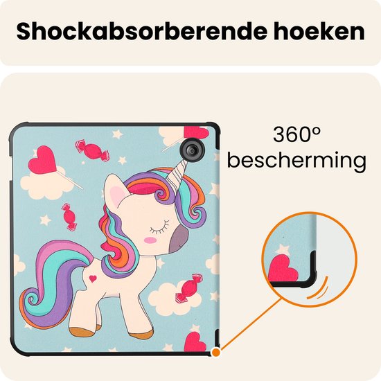 Hoesje Geschikt voor Kobo Libra 2 Hoes Book Case - Hoes Geschikt voor Kobo Libra 2 Hoesje Book Cover - Eenhoorn van Hoesje  — afbeelding 5