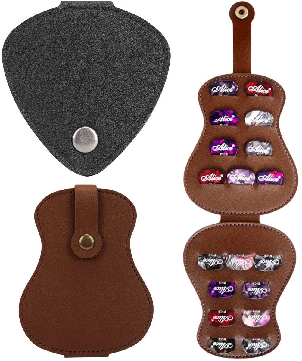 Dailygoods- Gitaar Pick Opbergtas 2 Stuks - Duurzaam Leer - Lichtgewicht - Creatief Ontwerp - Metalen Gesp - Maat 157x144 mm - Pickhouder