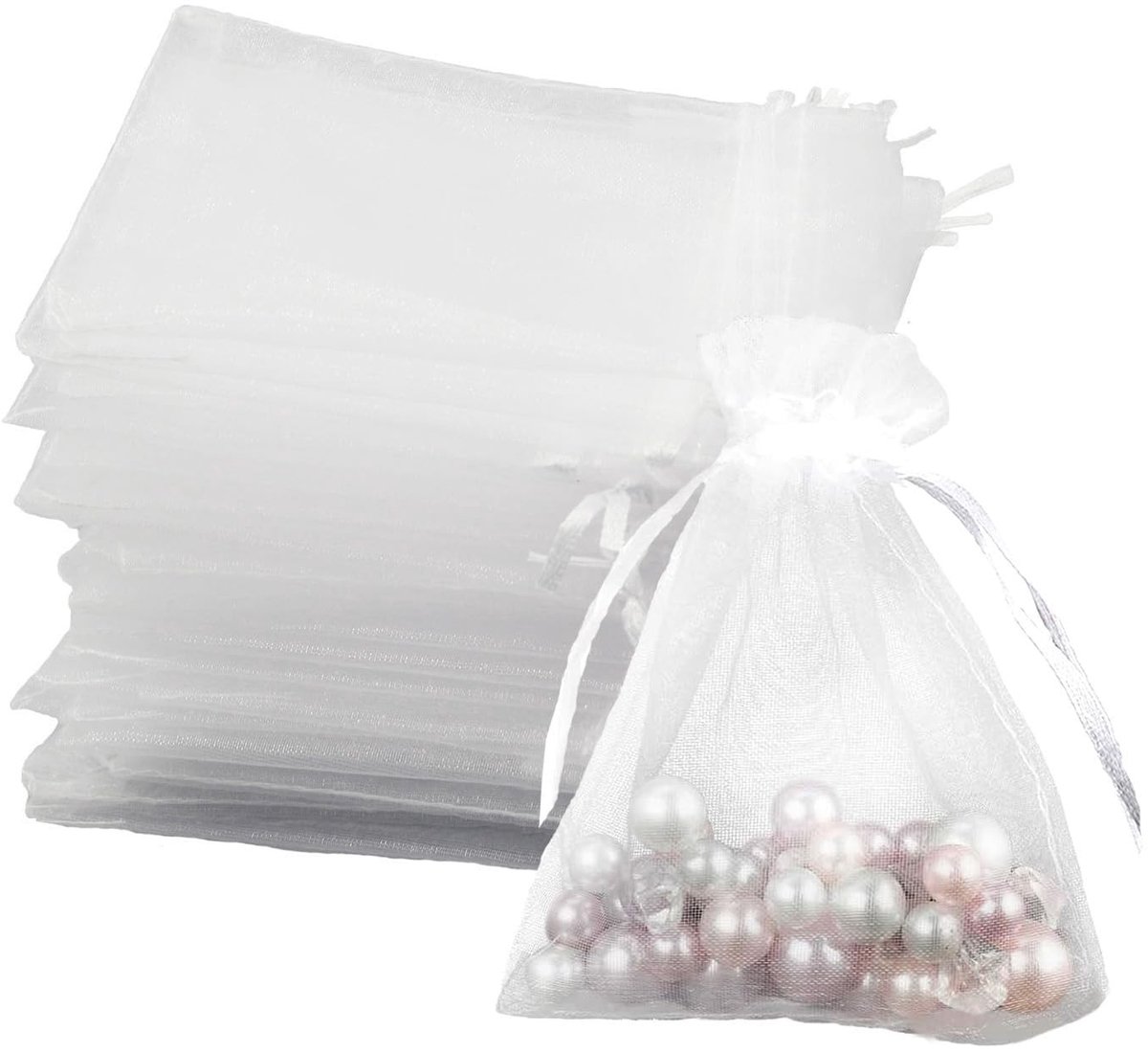 Dailygoods- Organza Zakjes 7 x 9 cm - Geschenken - Sieraden - Bruiloft - Feestjes - 100 Stuks - Delicaat en Elegant - Cadeauzakjes