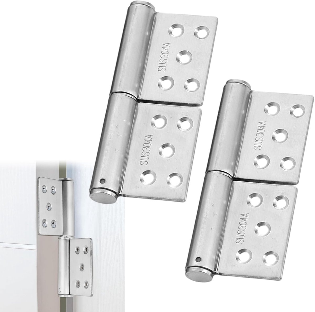 Dailygoods - Set van 2 Roestvrijstalen Deurscharnieren voor Zware Belastingen