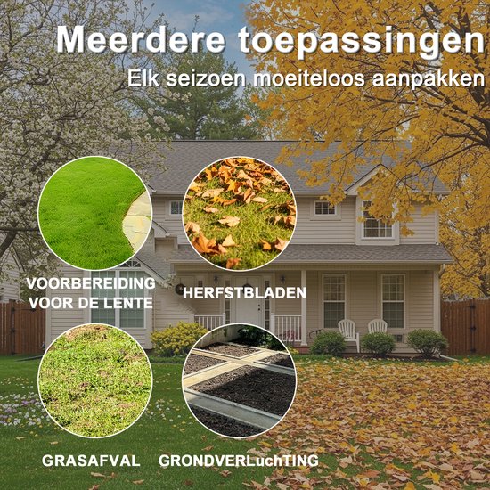 Tuinhark - kleine bladhark met lange steel, metalen kop - voor gazon, struiken en bloembedden — afbeelding 4