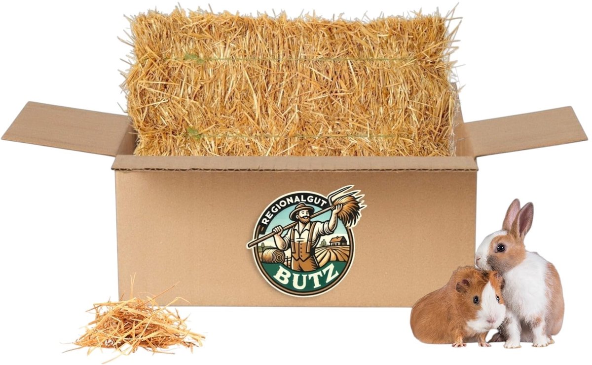 Dailygoods- Strobalen 14 kg premium kwaliteit - Gerststro - Voor konijnen/cavia's/paarden - Zacht/absorberend/stofvrij - Oogst 2025 - Duurzaam van de boerderij - Dierenstro