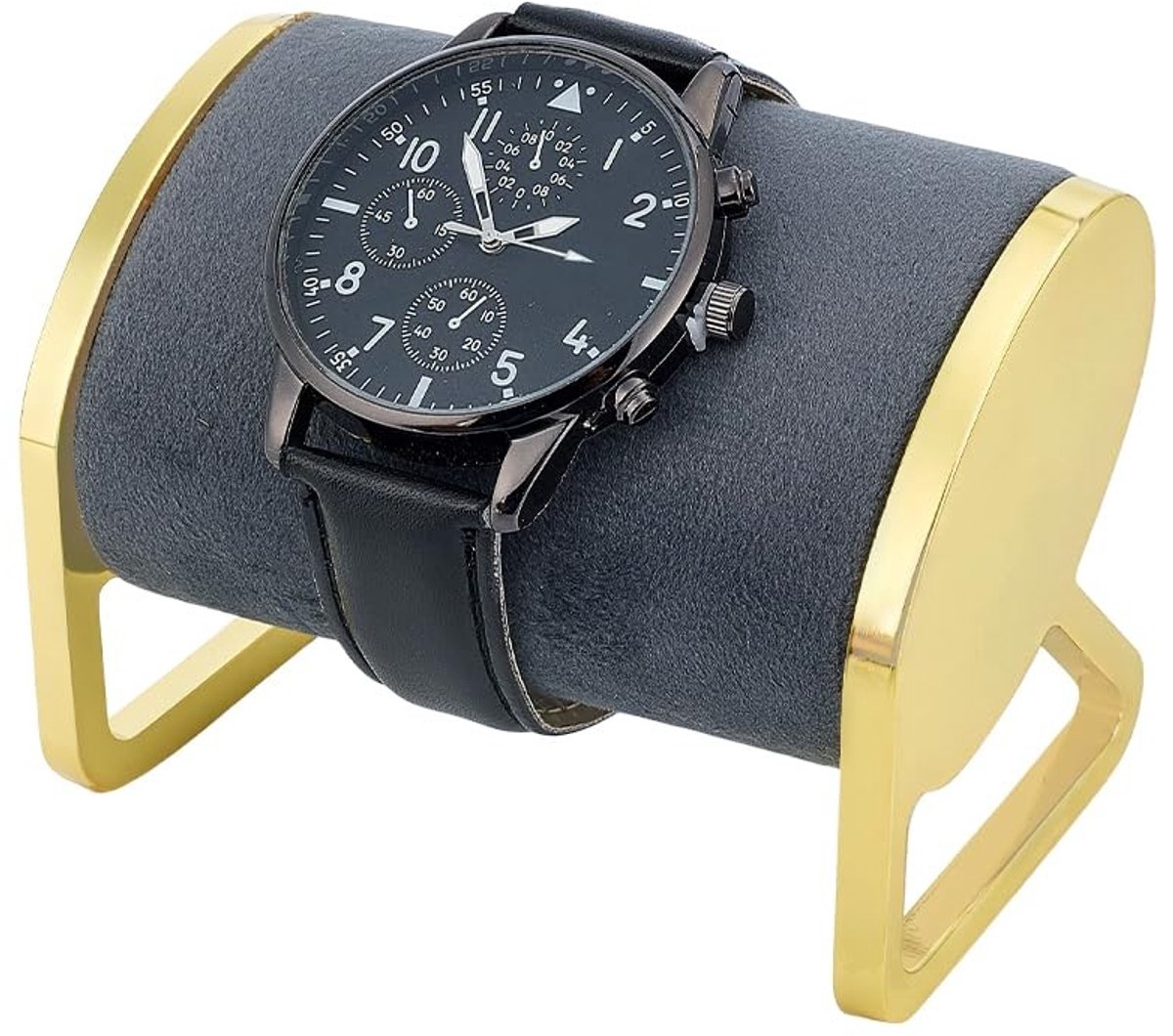 Dailygoods- Sieradenstandaard Zwart Fluweel - Sieradenhouder voor Armbanden - Compact - Elegante Presentatie - 6 cm Breed - 8,5 cm Lang - 7 cm Hoog