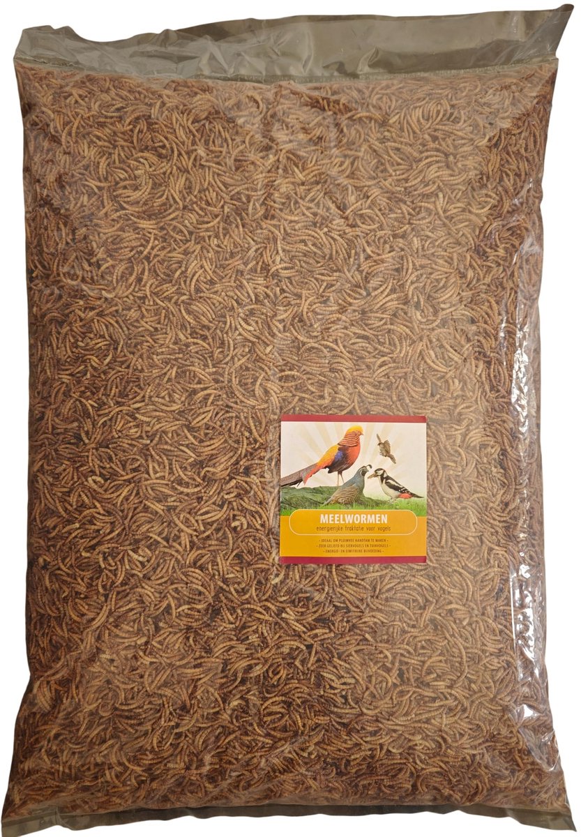 Dailygoods- Meelwormen gedroogd - 5 kg - Vogelvoer - Eiwitrijke voeding - Tuinvogels - Siervogels - Reptielen - Voederwormen