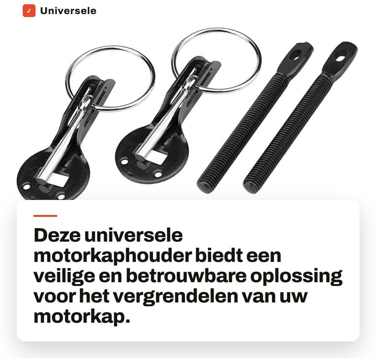 Dailygoods- Motorkaphouder Roestvrij Staal - Universele Motorkap - Racing Motorkapvergrendeling - Pinlock-Kit - Antihefboom Mechanisme - Inclusief Installatieaccessoires