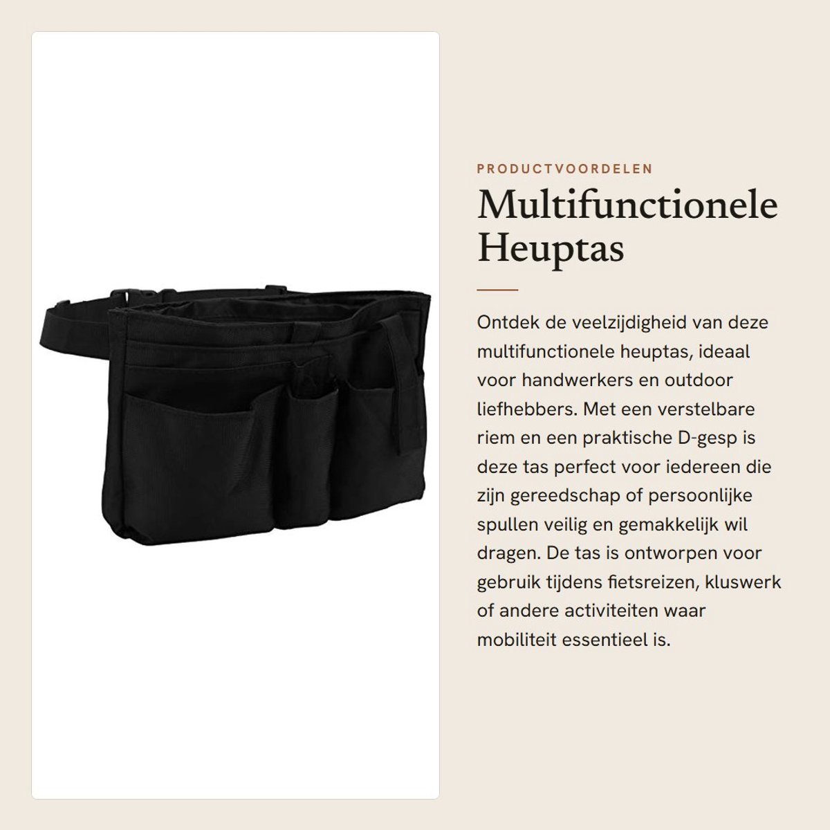 Dailygoods- Heuptas Verstelbaar - Multifunctionele Taille Tas - D-Gesp - Multi-Pocket Design - Geschikt voor Outdoor Activiteiten - Handig Telefoontasje