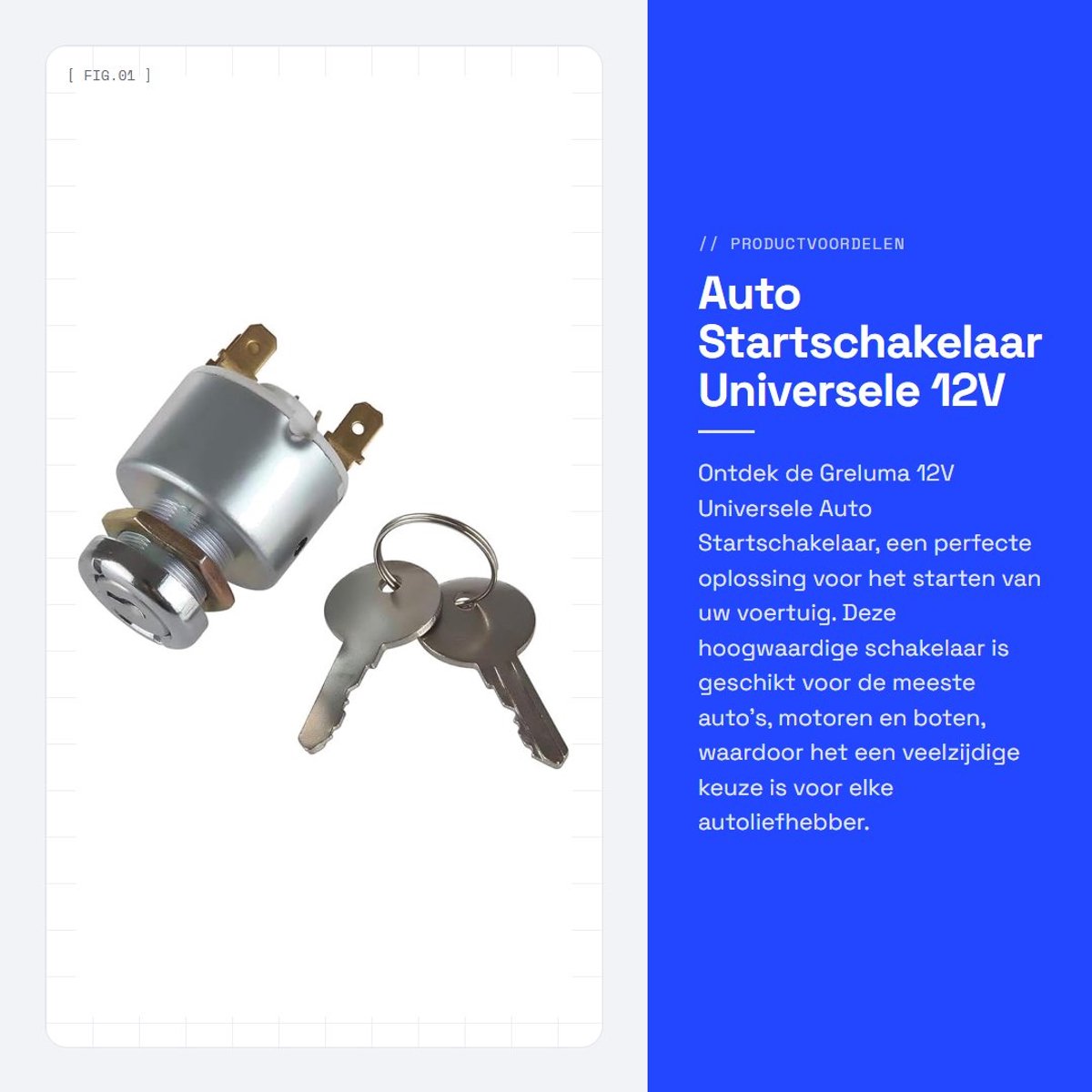 Dailygoods - Auto Startschakelaar - Universele 12V Schakelaar - 3-positie Contactschakelaar met 2 Sleutels - Voor Auto's en Voertuigen - Betrouwbare S...