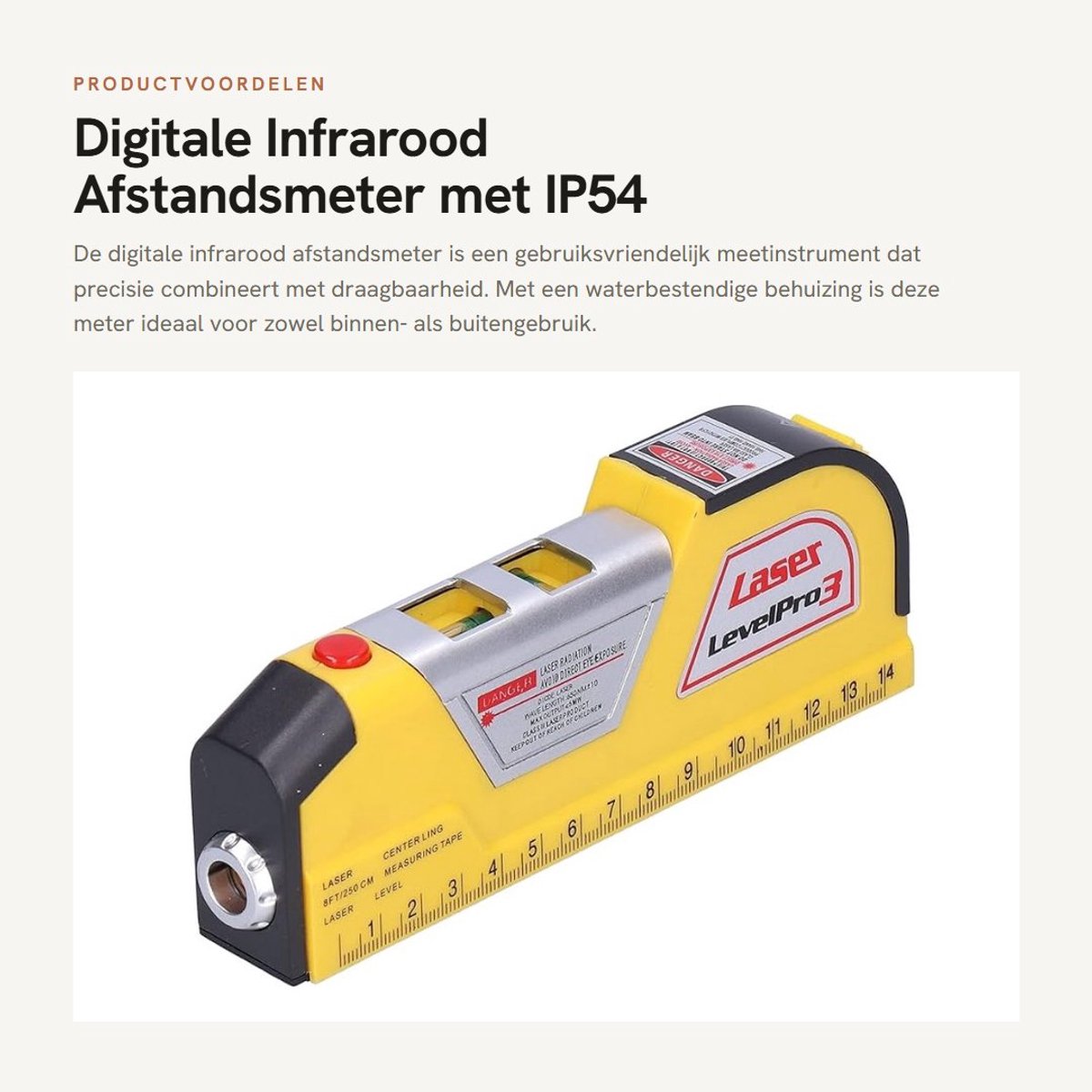 Dailygoods- Afstandsmeter Digitale Precisie - Waterdicht IP54 - Lichtgewicht - Draagbaar - Meetinstrument - Voor Binnen/Buiten Metingen - Meetapparaat