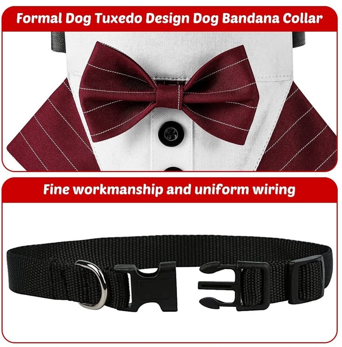 Dailygoods- Hond Smoking Hoge Kwaliteit - Verstelbare Kraag - Bowtie - Hondenpak - Formele Gelegenheden - Polyester/Nylon - Hondenhalsband