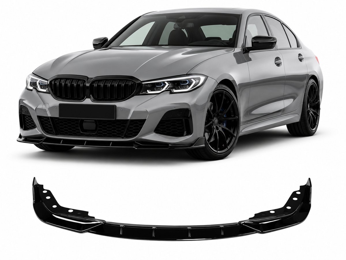 Frontlip Spoiler Geschikt Voor BMW 3 Serie G20 G21 M-Pack (2018-2022) – Hoogglans Zwart