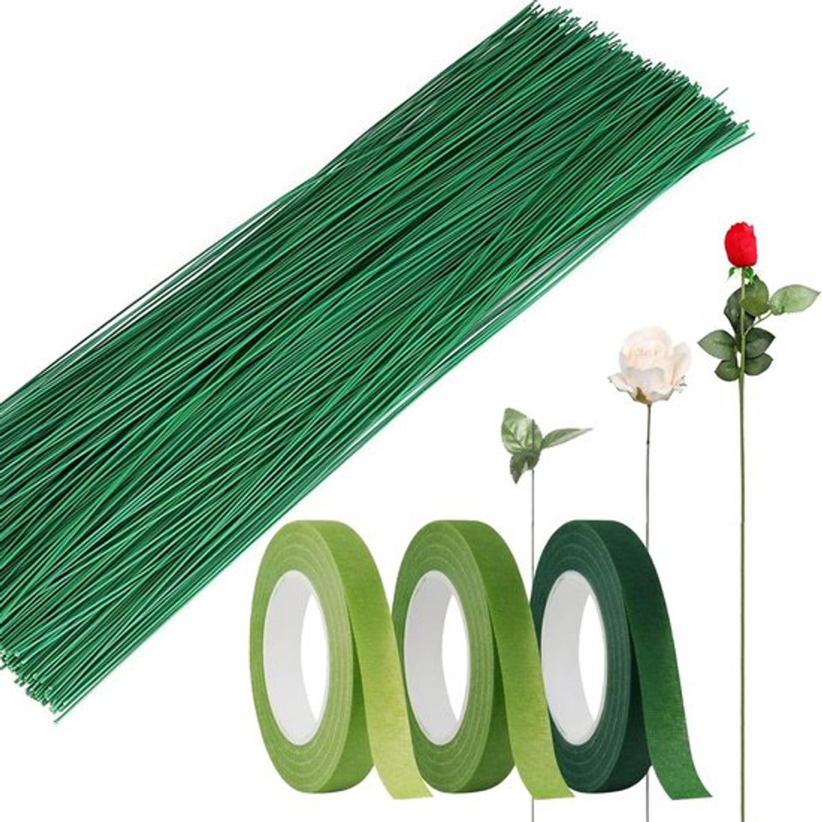 - Bloemstelen - 100 Stuks - Hoogwaardige Bloem Wire - 30 cm - Groen - Voor Bloemarrangementen - Voor Creatieve Projecten