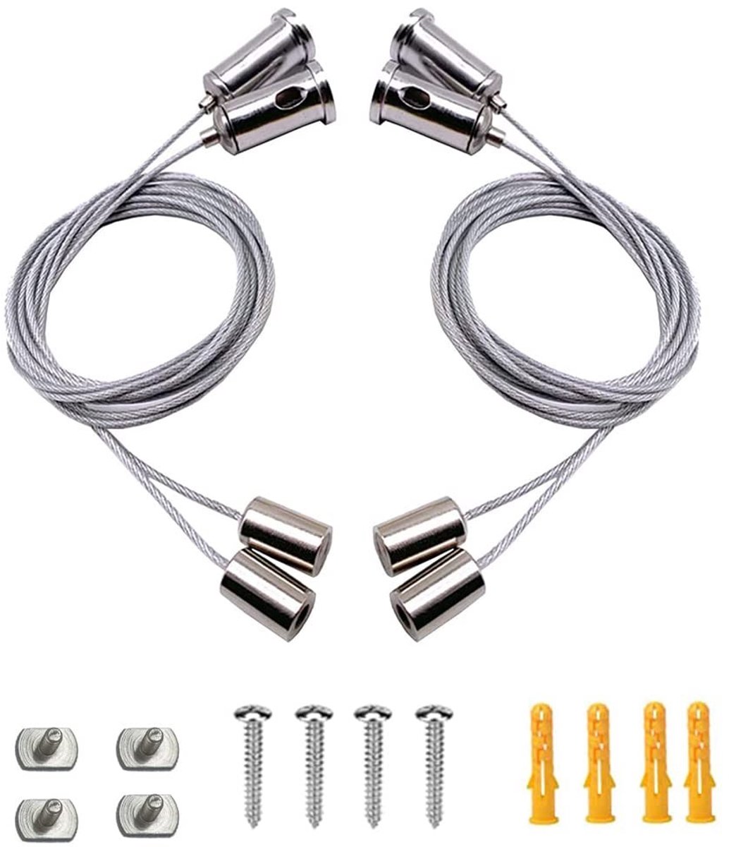 Dailygoods - Heavy Duty Hangende Draad - Roestvrij staal kabel - Verstelbare Draad Touwen - Zilver - Voor Lamp en Gordijn - Geschikt voor Doe het...