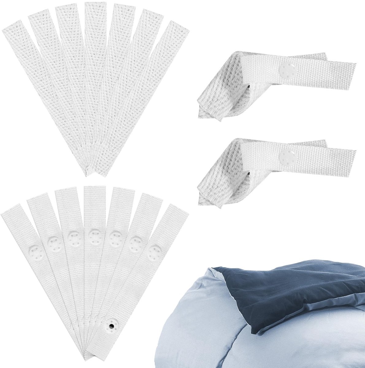 Dailygoods- Dekbedclips 16 Stuks - Dekbed Clips voor Dikke Dekbed - Dekbedhouder - Dekbedovertrek Hoeken - Polyester - 6x0,9cm/5,5x1cm - Dekbedovertrekhouder