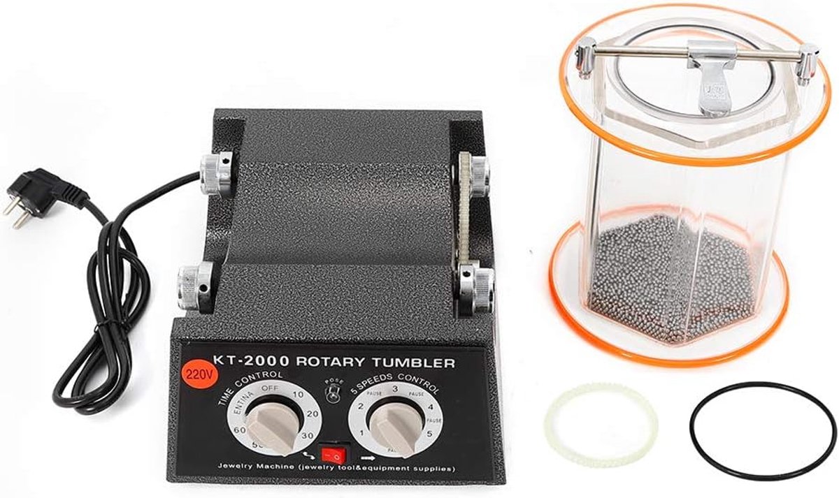 Polijstmachine Trommel - Metaal Polijster - Sieraden Afwerken - Automatische Timer - 3kg Capaciteit - Grijs
