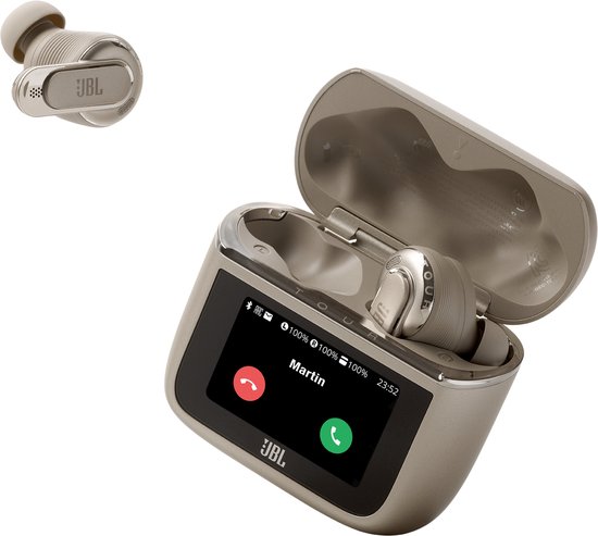 JBL Tour Pro 3 - Volledig draadloze noise-cancelling oordopjes met Smart Charging Case - Latte