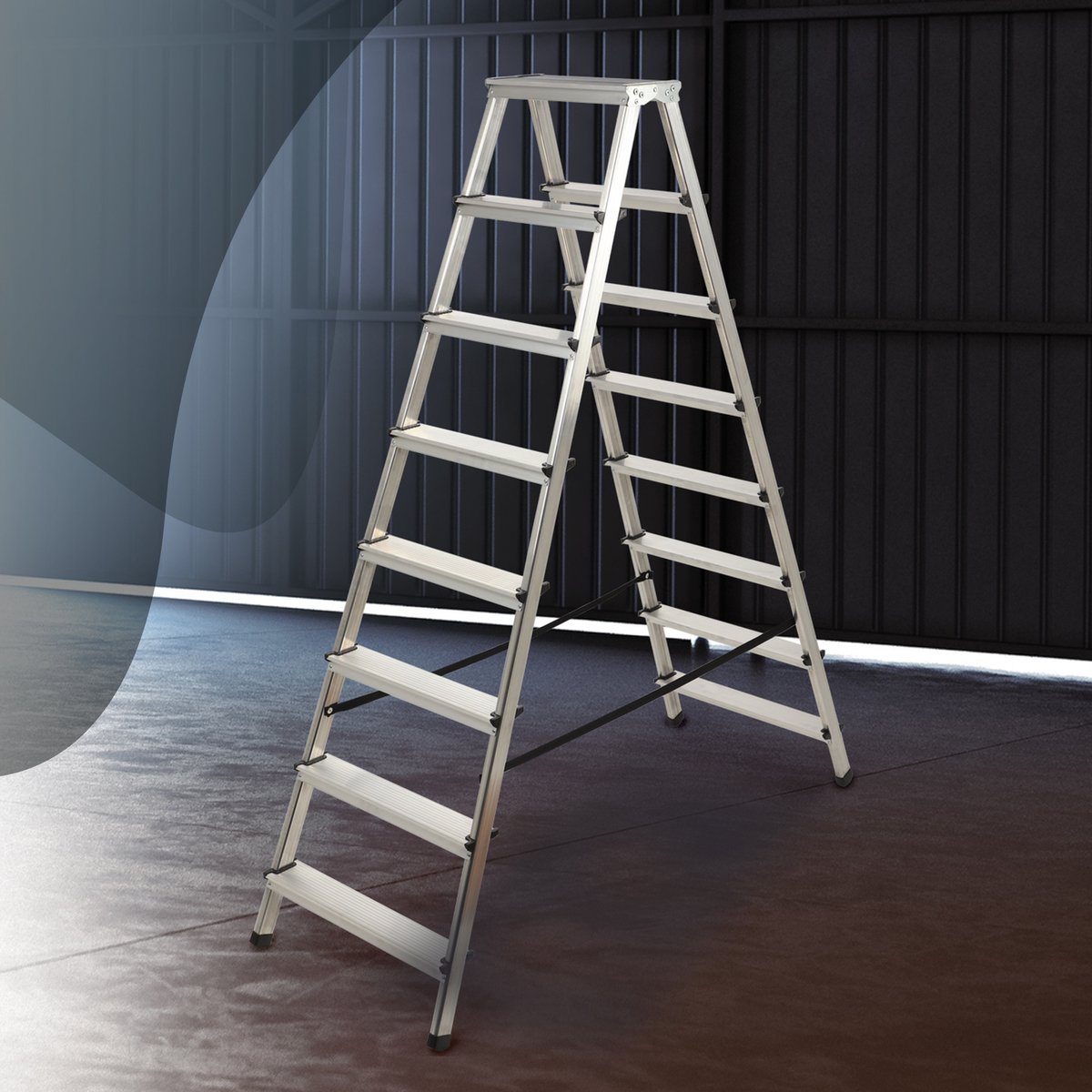 KADAX Huishoudladder, trapladder in 5 versies, vouwladder met draagvermogen tot 125 kg, inklapbare dubbelzijdige multifunctionele ladder, aluminium ladder met antislip voeten (8 treden) – foto 5