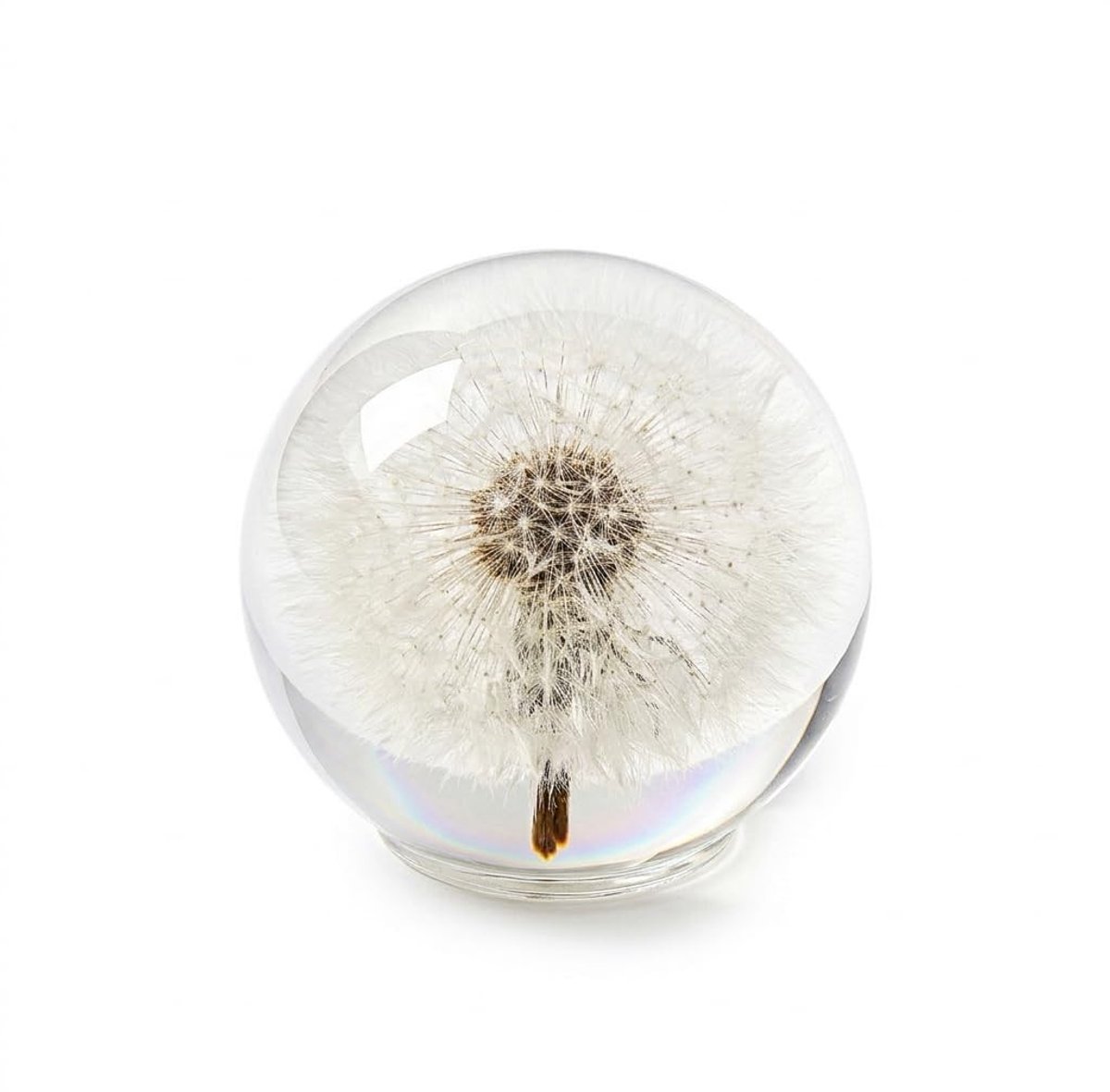 Dailygoods- Presse-Papier Paardenbloem - Kristalglas - Decoratieve Boeken - Elegant Geschenk - 65 mm - Symbool van Hoop en Geluk - Decoratieve Bol