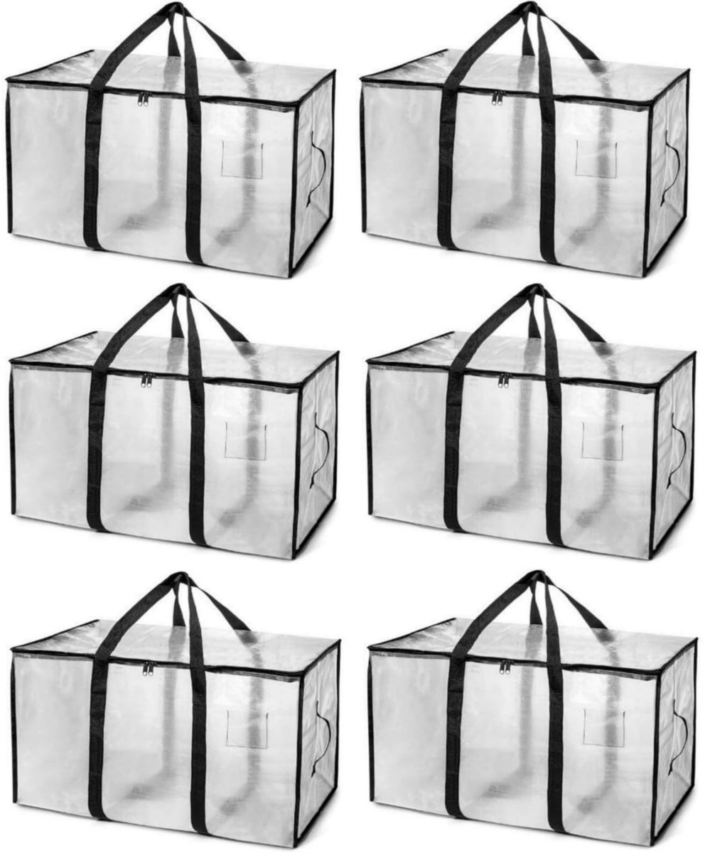 Dailygoods- Opbergzakken 6-pack - 94L Capaciteit - Waterdicht - Kledingorganizer - Rugzakriemen - Transparante labels - 73x35x37 cm - Opbergtassen