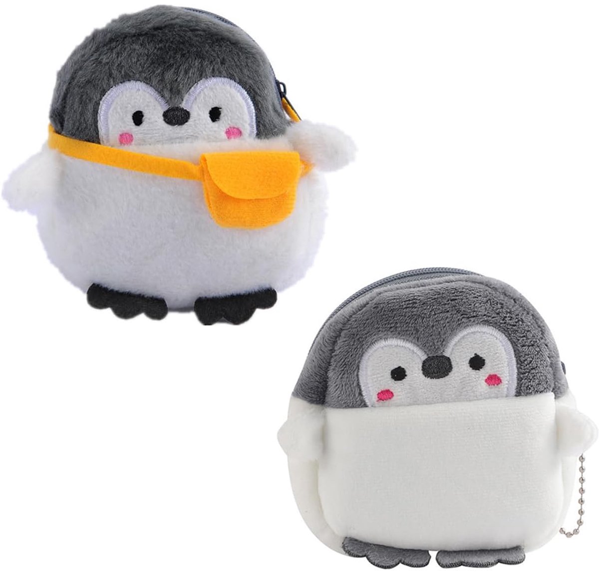 Dailygoods- Pluche Muntenzakje Compact - Pinguïn Portemonnee - Wisselgeld Houder - Kleine Portemonnee - 12,5 x 11,9 x 3,18 cm - Stevig en Comfortabel