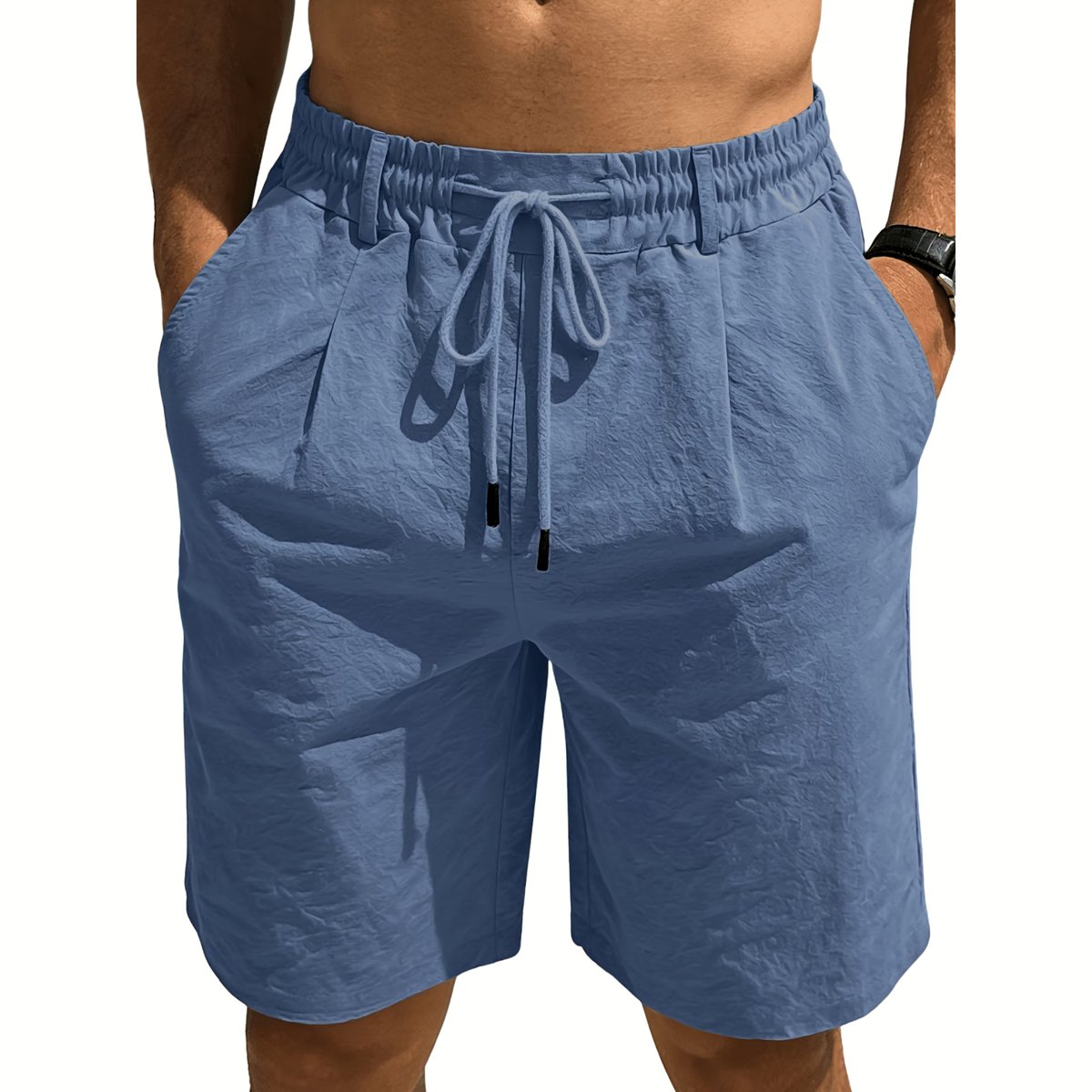 Currero Korte Linnen Broek Heren Zomerbroek Volwassenen Korte Broek Shorts Strandbroek Zomer Ibiza Stijl Koningsblauw