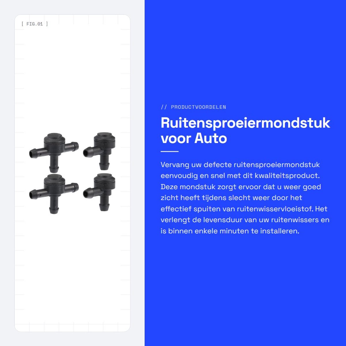 Dailygoods- Ruitensproeiermondstuk Zwart - Vervangend Mondstuk - Kunststof - Afmetingen 33x24x13mm - Voor Volvo C30/C70 - Eenvoudige Installatie - Spuitmond