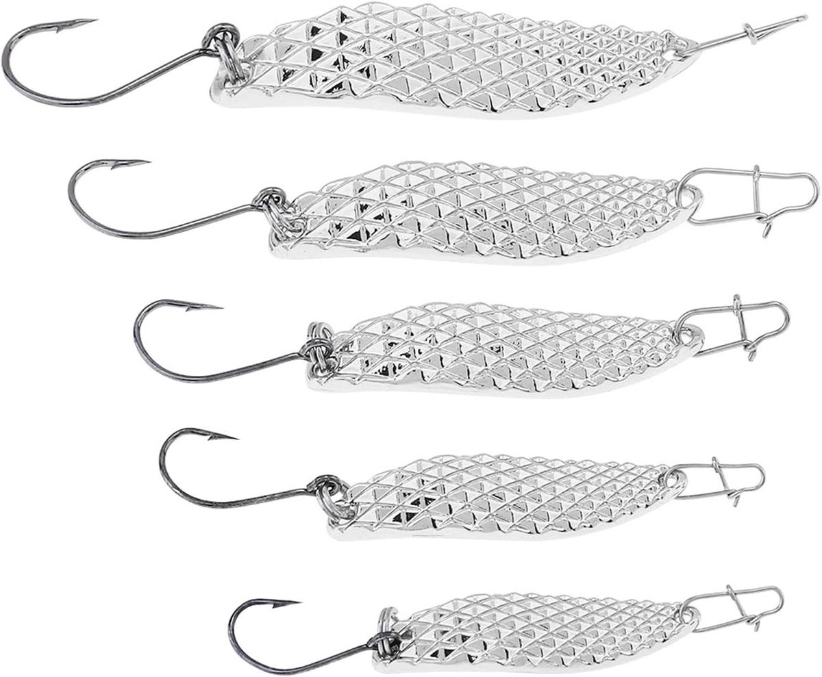 Vijf metalen vislures met spinner, hardmetaal kunstaas voor zoetwatervis en zoutwatervis zoals forel en zalm