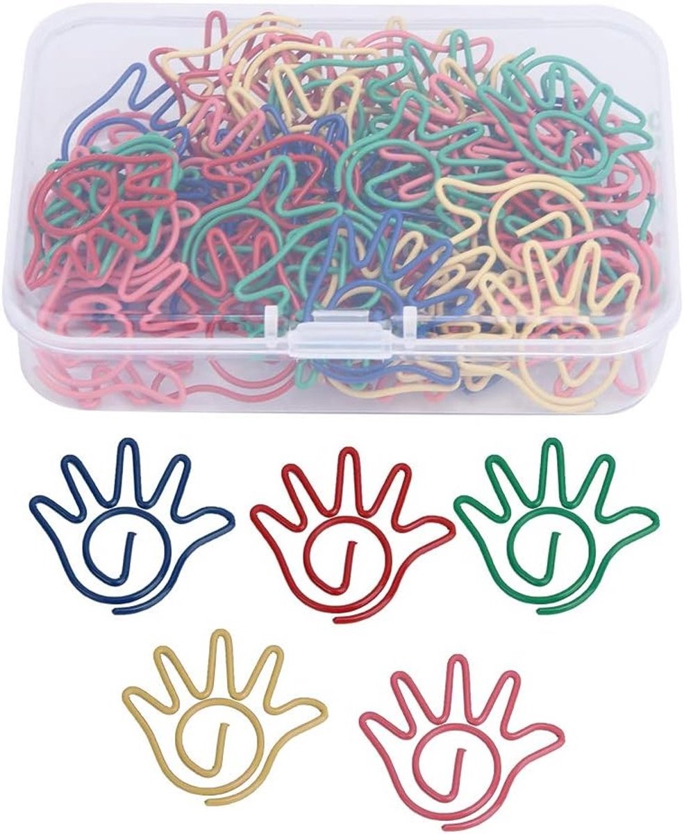 Handvormige Paperclips - 60 Stuks in 5 Kleuren - Schattige Documentclips voor School, Kantoor en Organisatie van Stationery