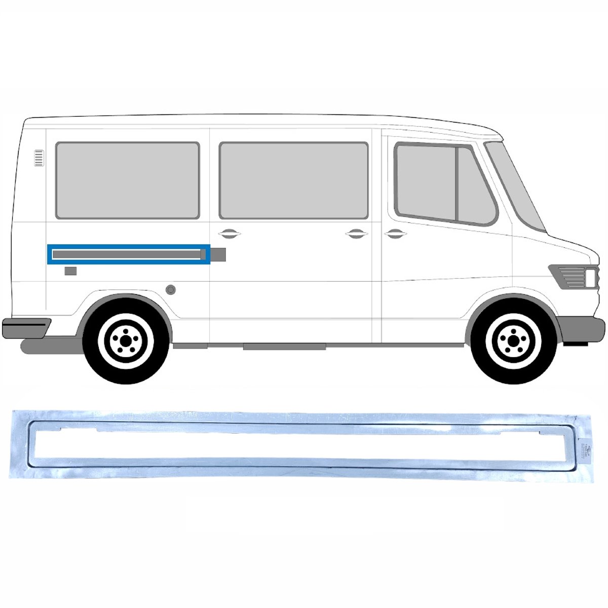 Reparatiepaneel geleider rail Schuifdeur voor Mercedes T1 207-410 1977-1995