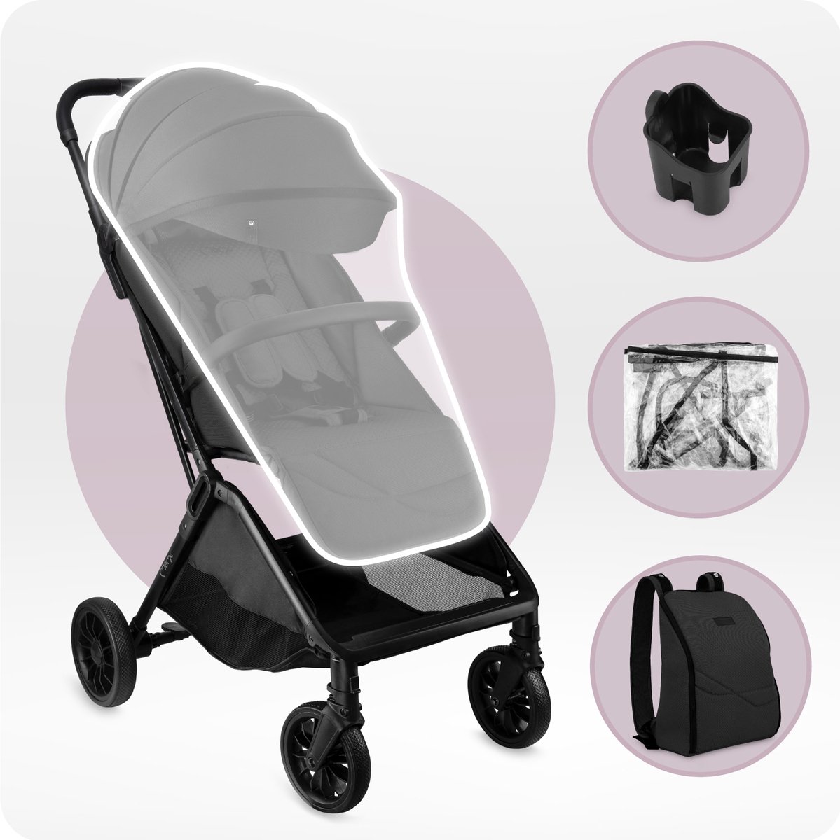 MoMi ANDREA Kinderwagen - Automatisch Inklapbaar - Zwart thumbnail 5