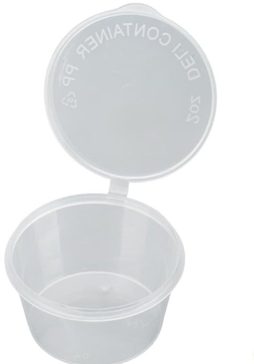 100x Sauscup met vaste deksel 50/60cc - 2 oz Transparant