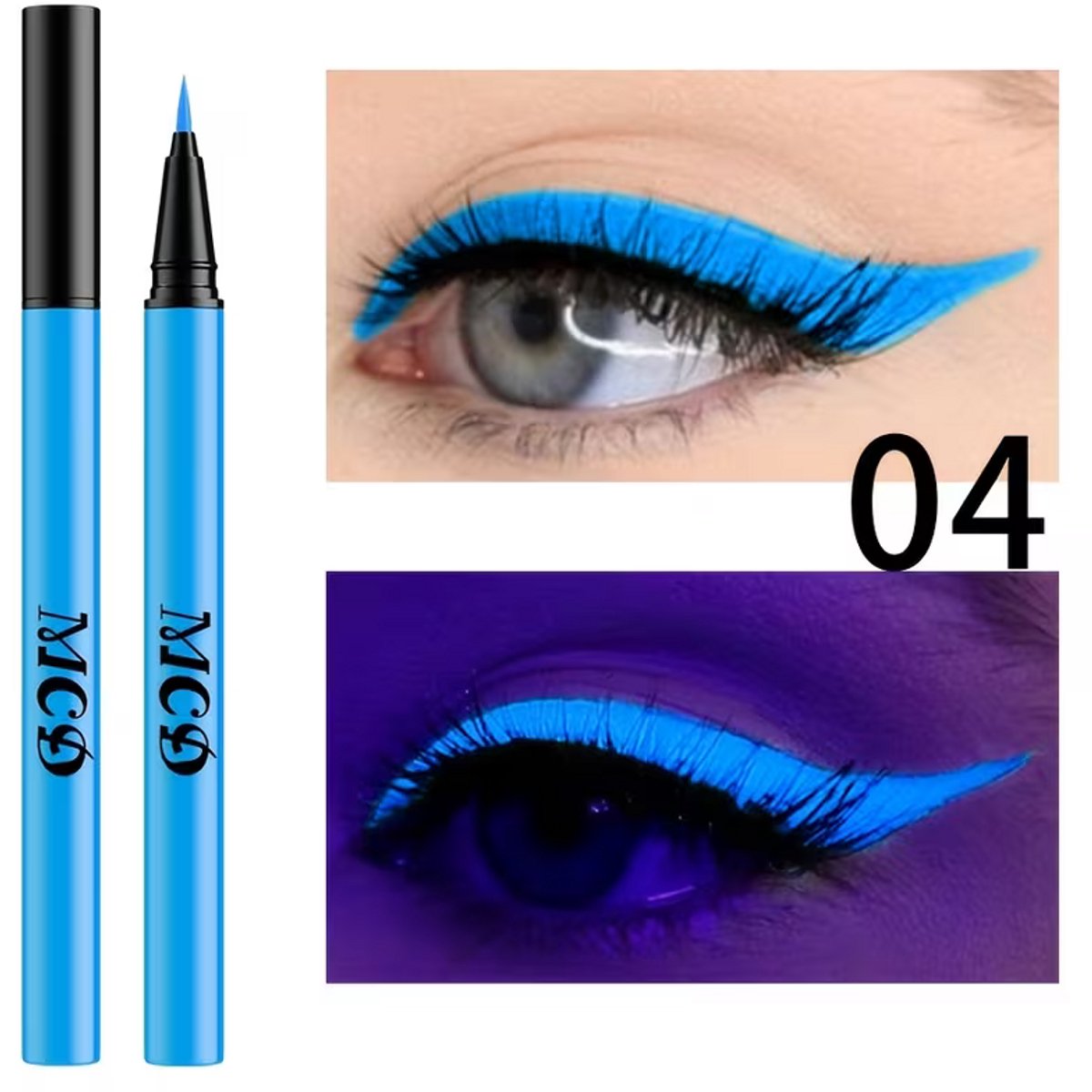Neonblauwe Fluorescerende Eyeliner – UV Glow Liquid Eyeliner – Langhoudende Festival en Party Make-up