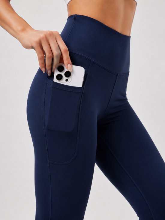 SparkNine Serenaflare dames legging - flare pants - met zakken - XL - blauw - hoge taille - stijlvol - elastisch — afbeelding 4