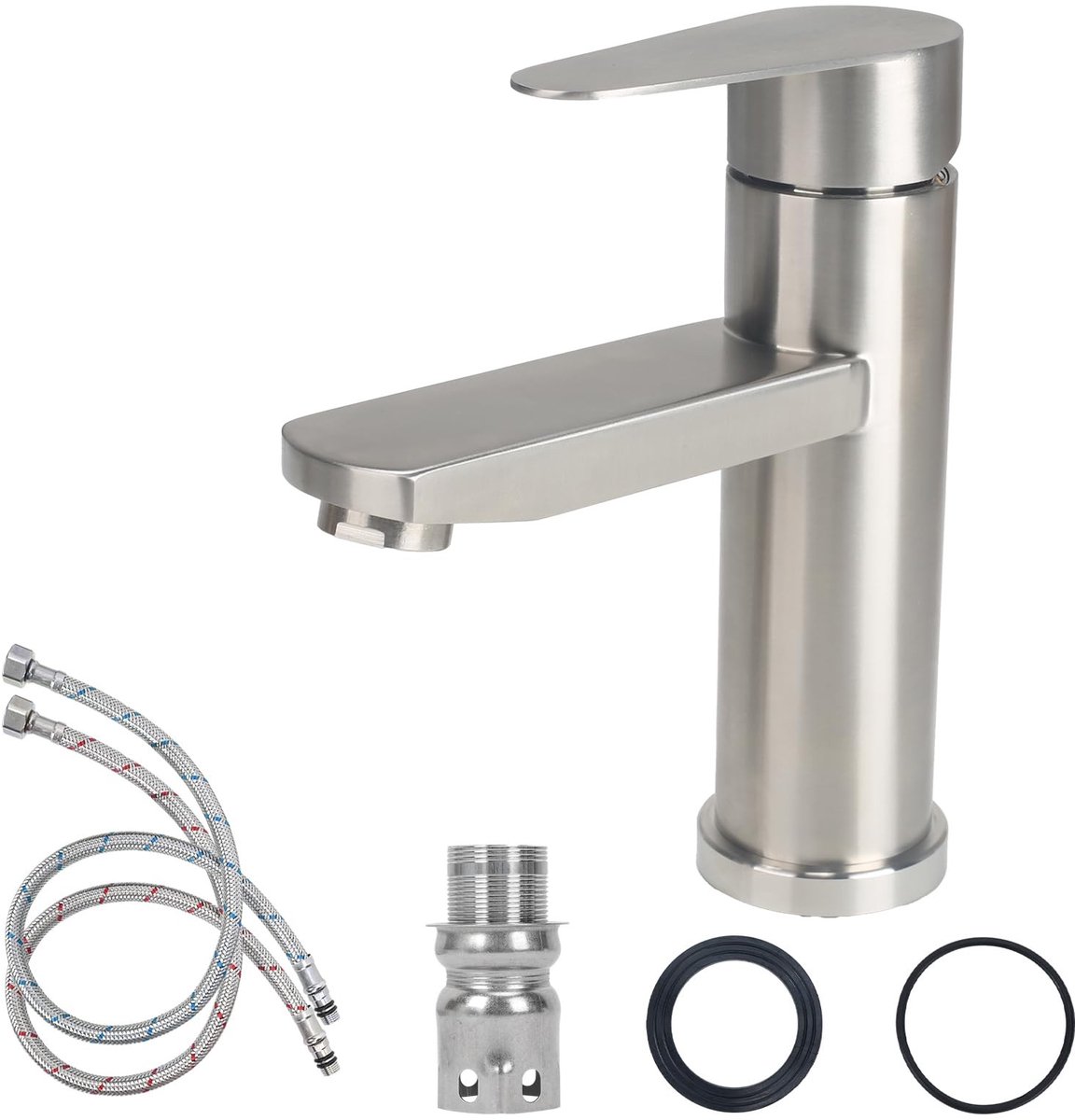 Dailygoods - Mengkraan Badkamer - Roestvrij Staal - Elegante Wastafelkraan - Zilver - Bidetkraan voor Warm en Koud Water - Ideaal voor Beperkte Ruimte...