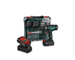 Parkside- Parkside Accu Boorschroefmachineset 20V - Toerental: 0-400 min-¹ (1e versnelling) | 0-1400 min-¹ (2e versnelling) - Draaimoment: 40 Nm - Boordiameter: max. 30 mm (hout) | 13 mm (staal) - Inclusief: 2 accu's, 1 oplader en 73-delige toebehore