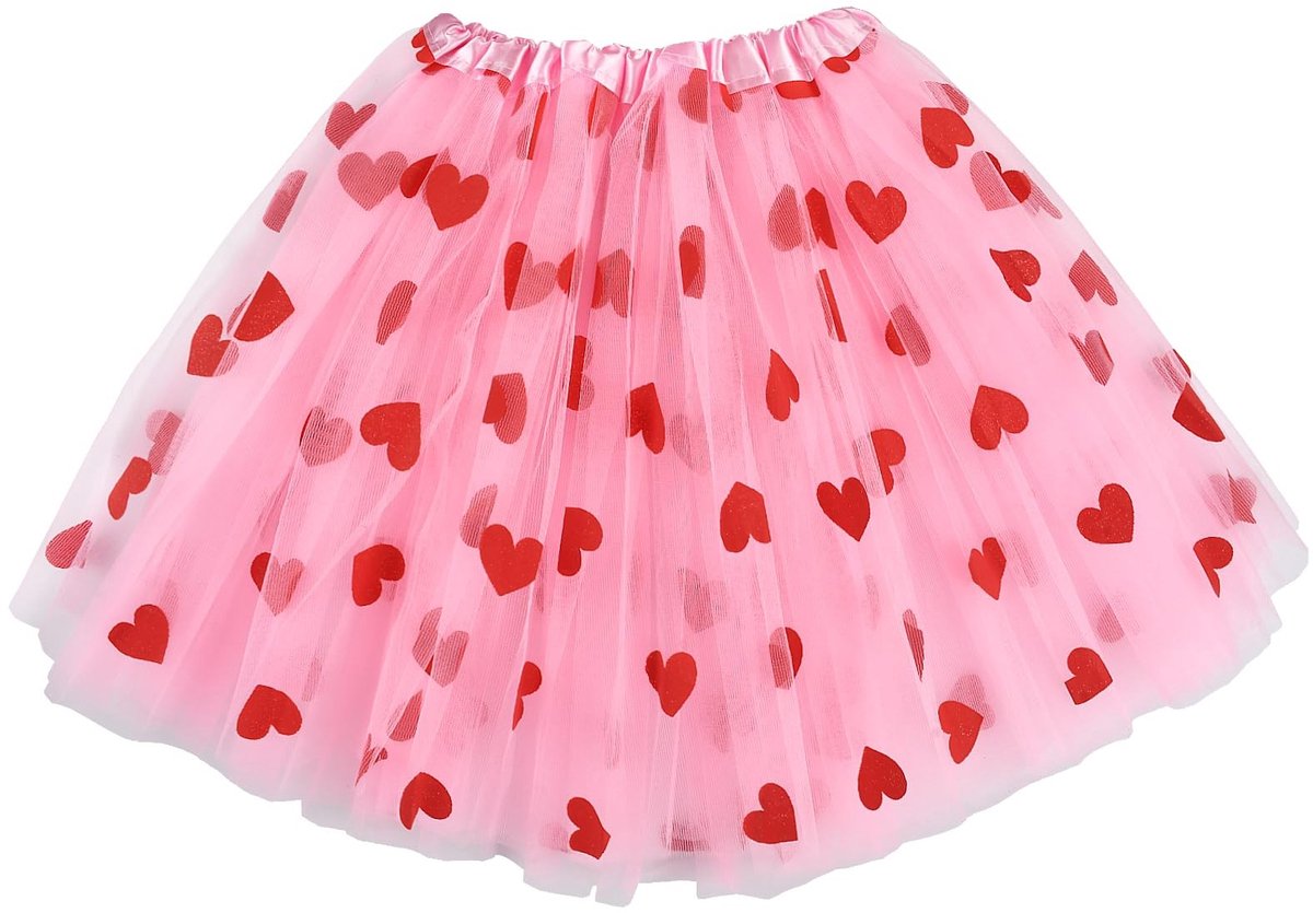 Tule Rok - Hartvormig Design - Elastische Taille - Pluizige Tule - Lichtgewicht en Ademend - Geschikt voor Valentijnsdag - Feestrok
