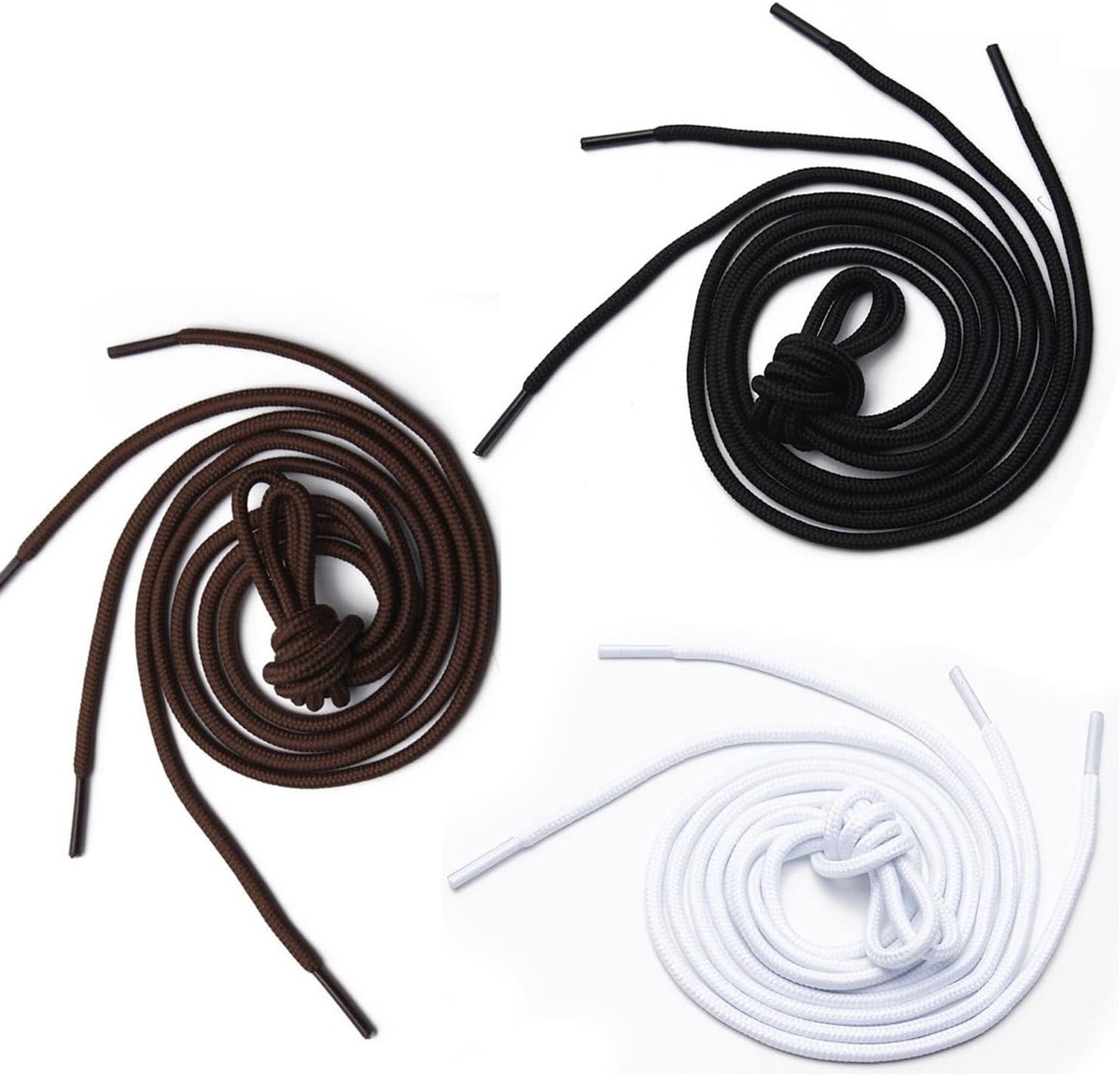 Set van 6 paar 4mm ronde veters voor sportschoenen, waxed en polyester, vervangingsveters voor schoenen en laarzen